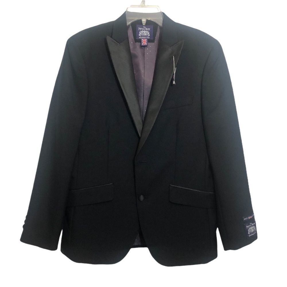 Savile Row Company Jacket Black Savoy Slim Fit Size 38S